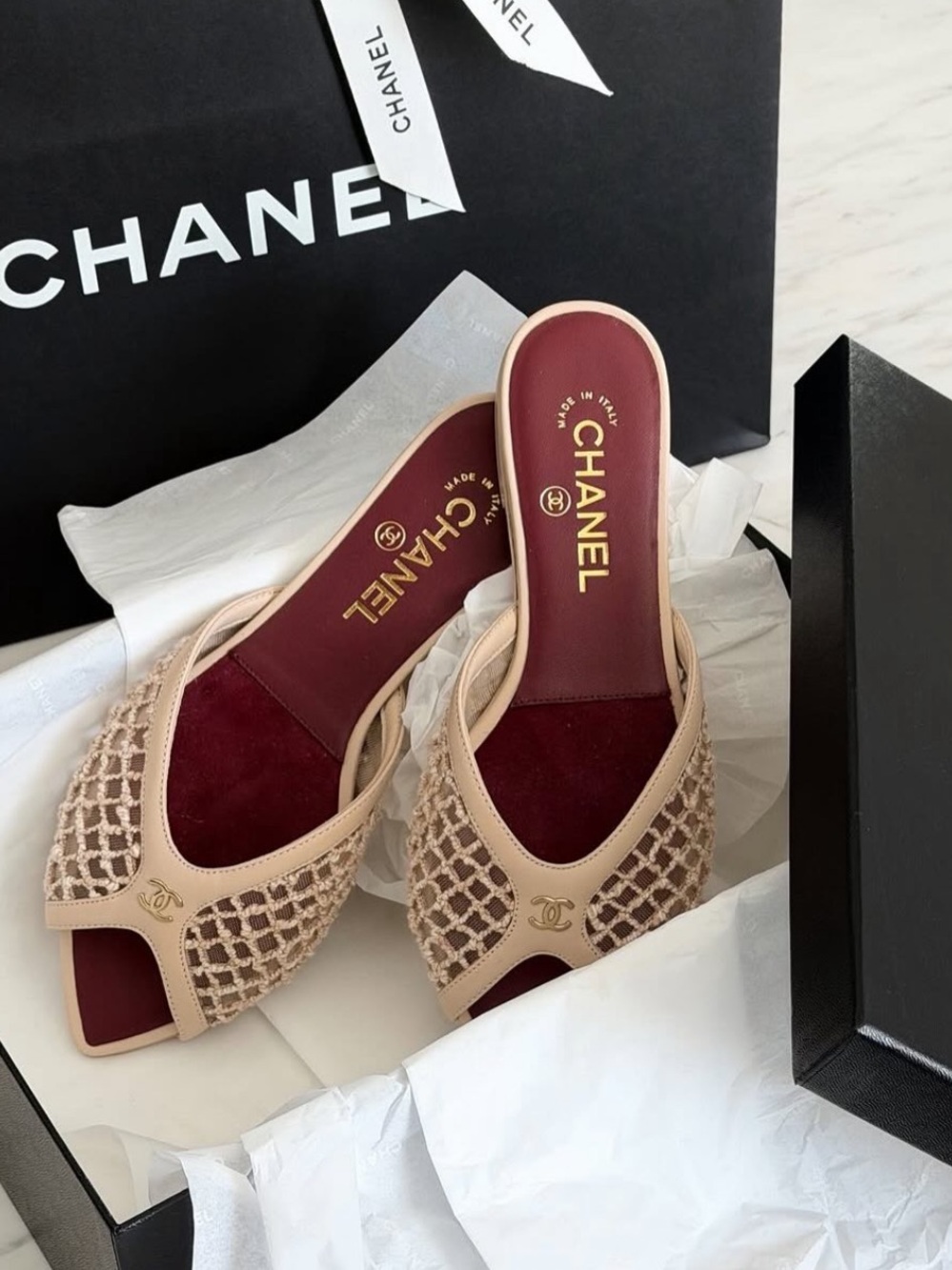 Chanel Coco Beach Kitten Heels | Size 38.5